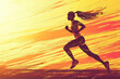 Silhouette female runner for competition poster