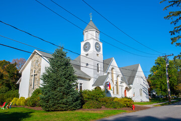 Wall Mural - Memorial Congregational Church at King Philip Historic District in town of Sudbury, Massachusetts MA, USA. 