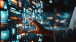 © tasnaifotolia - Professional analyzing futuristic GUI with touch gesture, data management concept