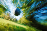 Fototapeta Kwiaty - Golf ball  fyling with speed through the air