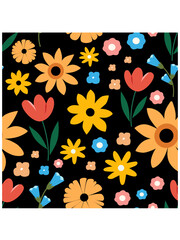 Wall Mural - Cute floral seamless pattern. Vector spring background.