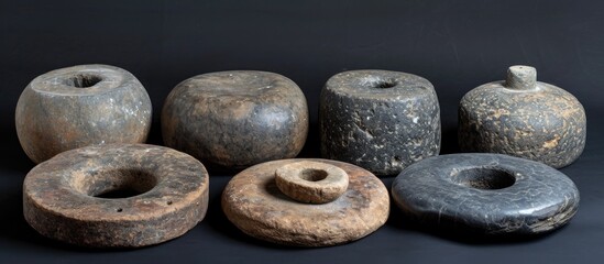 Wall Mural - Antique grinding stones for ancient grains.