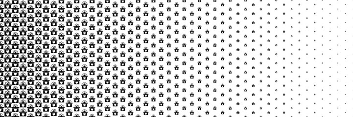 Poster - horizontal halftone of white heart on black gift box design for pattern and background.