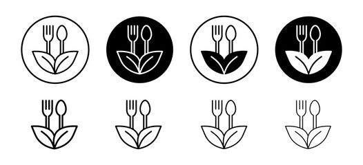 Wall Mural - Vegetarian food vector icon set collection. Vegetarian food Outline flat Icon.