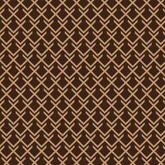 Poster - abstract seamless repeatable brown line pattern on dark brown.