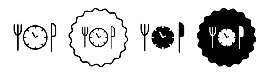 Wall Mural - Intermittent fasting set in black and white color. Intermittent fasting simple flat icon vector