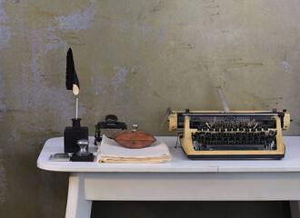 Wall Mural - old room with a typewriter on the table