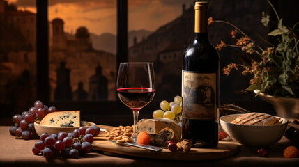 Wall Mural - still life with wine