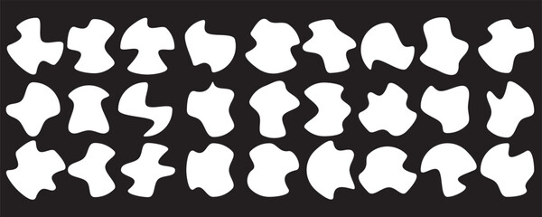 Wall Mural -  Randomly shaped black and white blobs vector set. abstract elements of ink blot, liquid and silhouette. shape, blob, organic, vector, irregular, circle, form, random in eps 10.