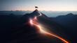 © IBEX.Media - Glowing path leading to success concept with flag on peak of mountain