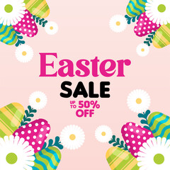 Wall Mural - Easter sale banner background illustration. Easter sale banner template