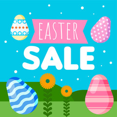 Wall Mural - Easter sale banner background illustration. Easter sale banner template