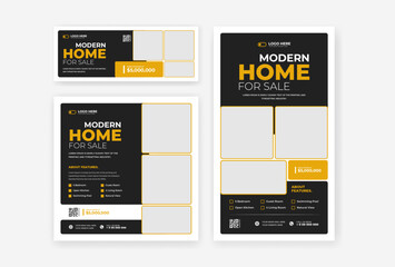 Wall Mural - real estate home sale social media template design set, home sale post, cover and story design