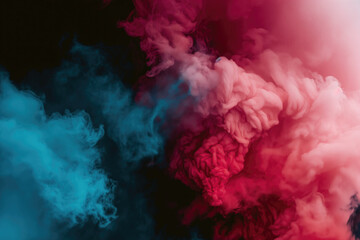 a dynamic and colorful abstract background of billowing smoke in teal and magenta hues, creating a m