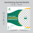 © Graphic Fixer - Lawn gardening & Landscaping social media post services. Agro farm services social media banner or Instagram post design template with green layouts.