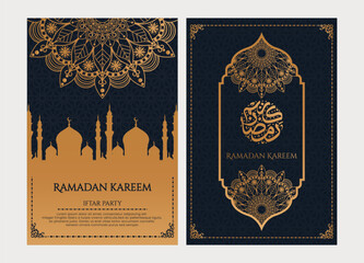 Wall Mural - Ramadan kareem poster template set. Ramadan iftar party invitation vector illustration template