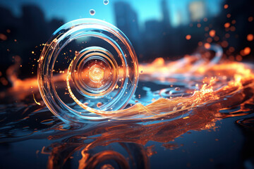 Aufkleber - An abstract visualization of energy waves radiating from a fuel pump, portraying the interconnectedness of energy distribution. Generative Ai.