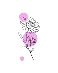 Wall Mural - line art drawing of flowers. minimalism sketch, idea for invitation, design of instagram stories and highlights icons