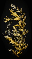 Wall Mural - A close up of a plant on a black background. Imitation of vintage zoology book illustrations.