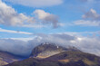 Ben Nevis mountain top seen from Corpach in Scotland. It is the highest mountain in the UK	