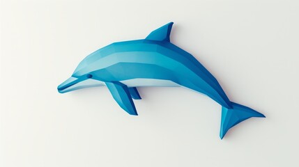 Wall Mural - Blue dolphin cartoon illustration isolated on white background.