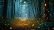 A magical forest scene with fireflies, conveying the enchantment of a secret rendezvous