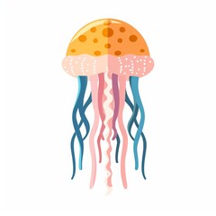 Wall Mural - Sea jellyfish on white background illustration.