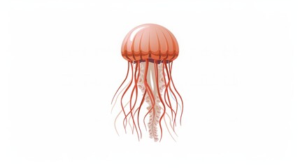 Wall Mural - Sea jellyfish on white background illustration.