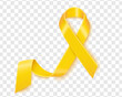 yellow information ribbon on a transparent background. Bone cancer and a symbol of support for the troops. Vector illustration.