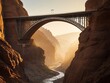 New Free Photo Bridge under construction in a canyon, Bridge under construction in a canyon HD Background