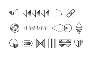 Wall Mural - geometric line elements set. heart and arrows. ui and ux design. minimalistic creativity and art. pa