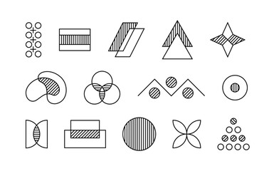 Wall Mural - geometric line elements set. patterns from rounds. ui and ux design. minimalistic creativity and art