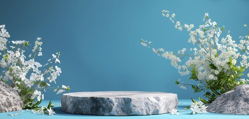 Flat granite white flowers podium