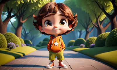 Cartoon 3d character, cartoon illustration , wallpaper for kids , cute cartoon character background