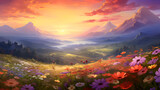 Fototapeta Natura - flowers fancy field sunset background Free Photo,,
Beautiful vintage painting style landscape scenery or nature background wallpaper


