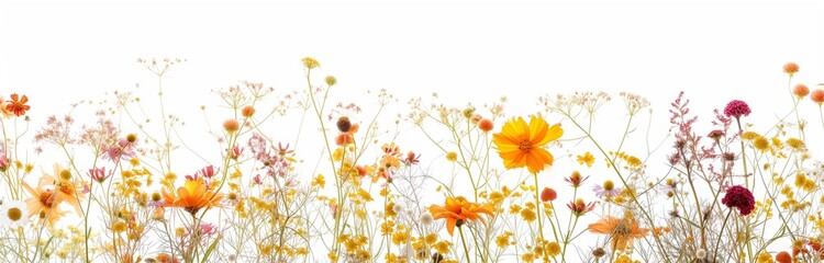 Canvas Print - dried pressed flowers on white background