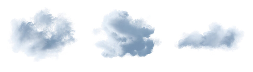 Wall Mural - set of white clouds isolated on transparent background. 3d render.