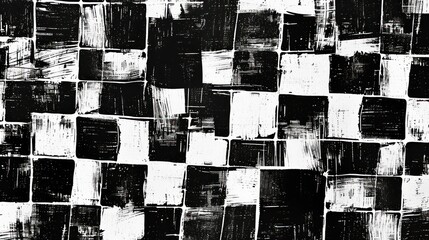 Wall Mural - abstract black and white pattern made of squares, monotype, pattern