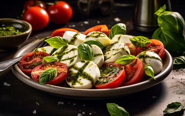 Wall Mural - A plate adorned with a delicious Caprese salad