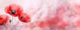 Fototapeta  - Tapeta, czerwone kwiaty, maki na jasnym tle, miejsce na tekst, życzenia