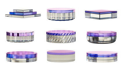 Fototapete - Podium clear set pack isolated background 3d rendering