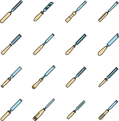 Wall Mural - Carpenter chisel icons set. Outline set of carpenter chisel vector icons thin line color flat on white