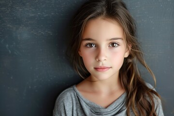Wall Mural - Portrait of 10 years old girl with beautiful face