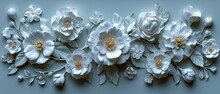 White Relief Image Of Flowers On The Wall --ar 7:3 --style Raw --stylize 750 --v 6 Job ID: Bb770c08-5823-4ab6-a4cc-76e7127f195b