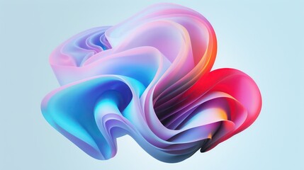 Wall Mural - 3D render of a colorful blob, resembling fluid foil minimalism, with layered colorful forms