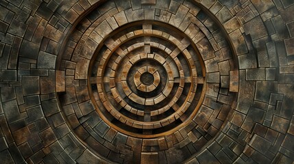 Wall Mural - circular stony structure background, top view