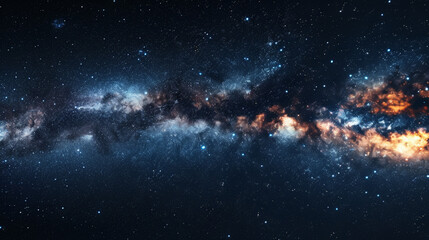 Poster - A dazzling galaxy, ablaze with stars and cosmic dust, stretching across the night sky.