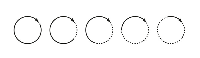 Poster - Arrow circle set isolated. Black symbol of reload, refresh, loading, recycle and repeat. Interconnecting round arrow vector icons PNG collection.