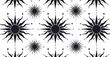 © Feathering Flower - Abstract black sun and dots seamless pattern on a white background.