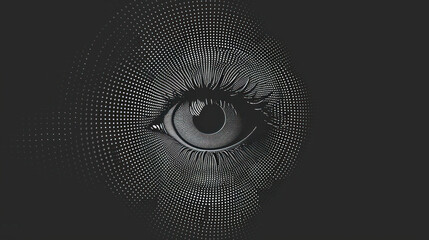 Poster -  a black and white photo of an eye in the middle of a black and white image of an eye in the middle of a circle of a black and white background.